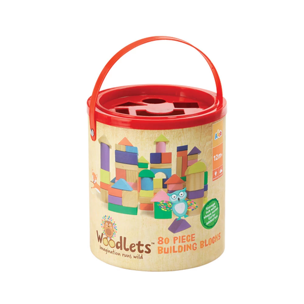 Woodlets Houten Bouwblokken Set 80-delig 4 Woodlets Houten Bouwblokken Set 80-delig - Afbeelding 2