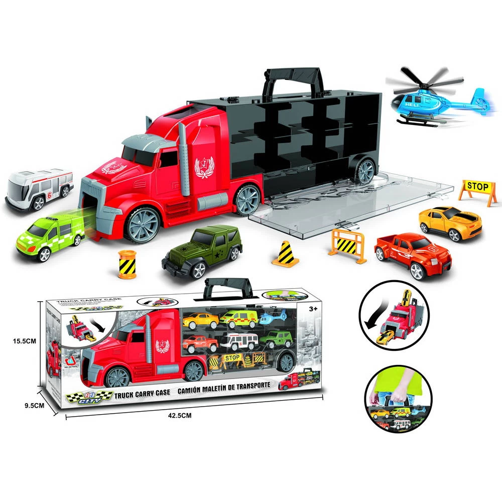 No Brand Vrachtwagen Met 5 Auto's + 1 Helikopter 7 No Brand Vrachtwagen Met 5 Auto's + 1 Helikopter - Afbeelding 5