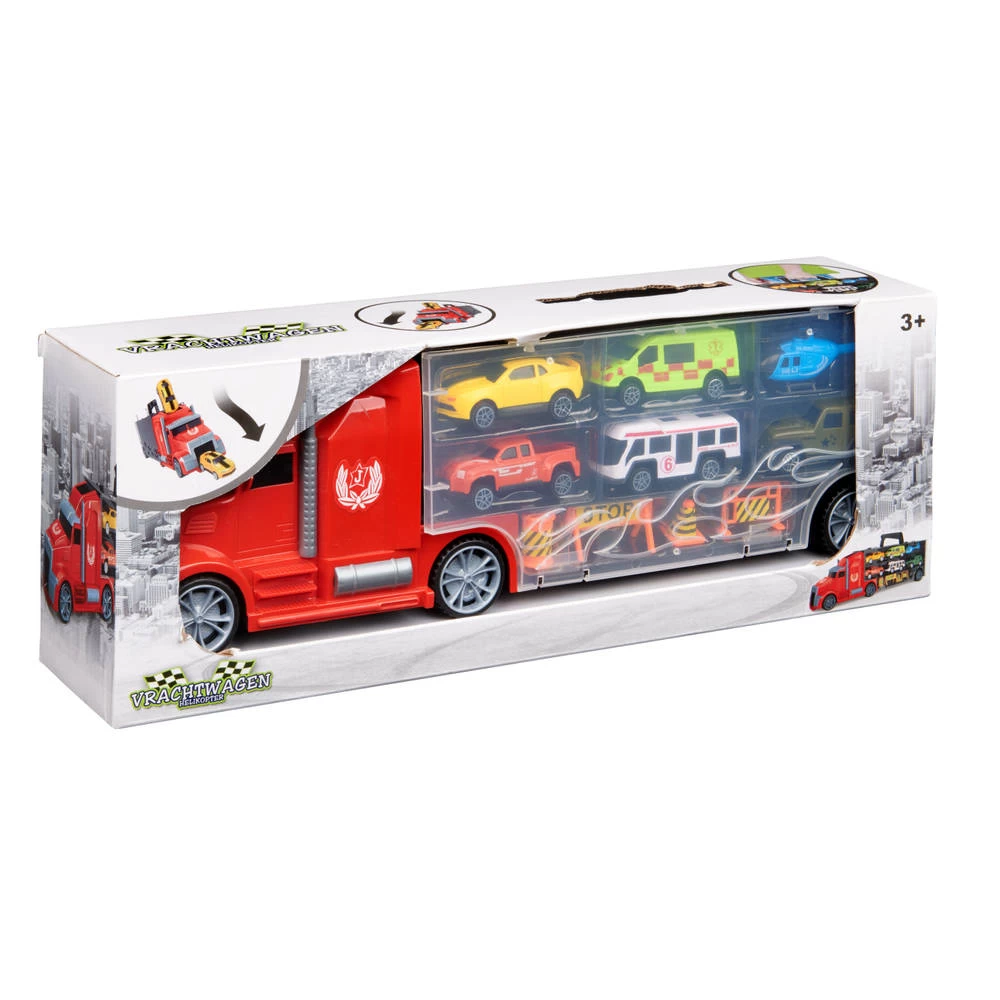 No Brand Vrachtwagen Met 5 Auto's + 1 Helikopter 6 No Brand Vrachtwagen Met 5 Auto's + 1 Helikopter - Afbeelding 4