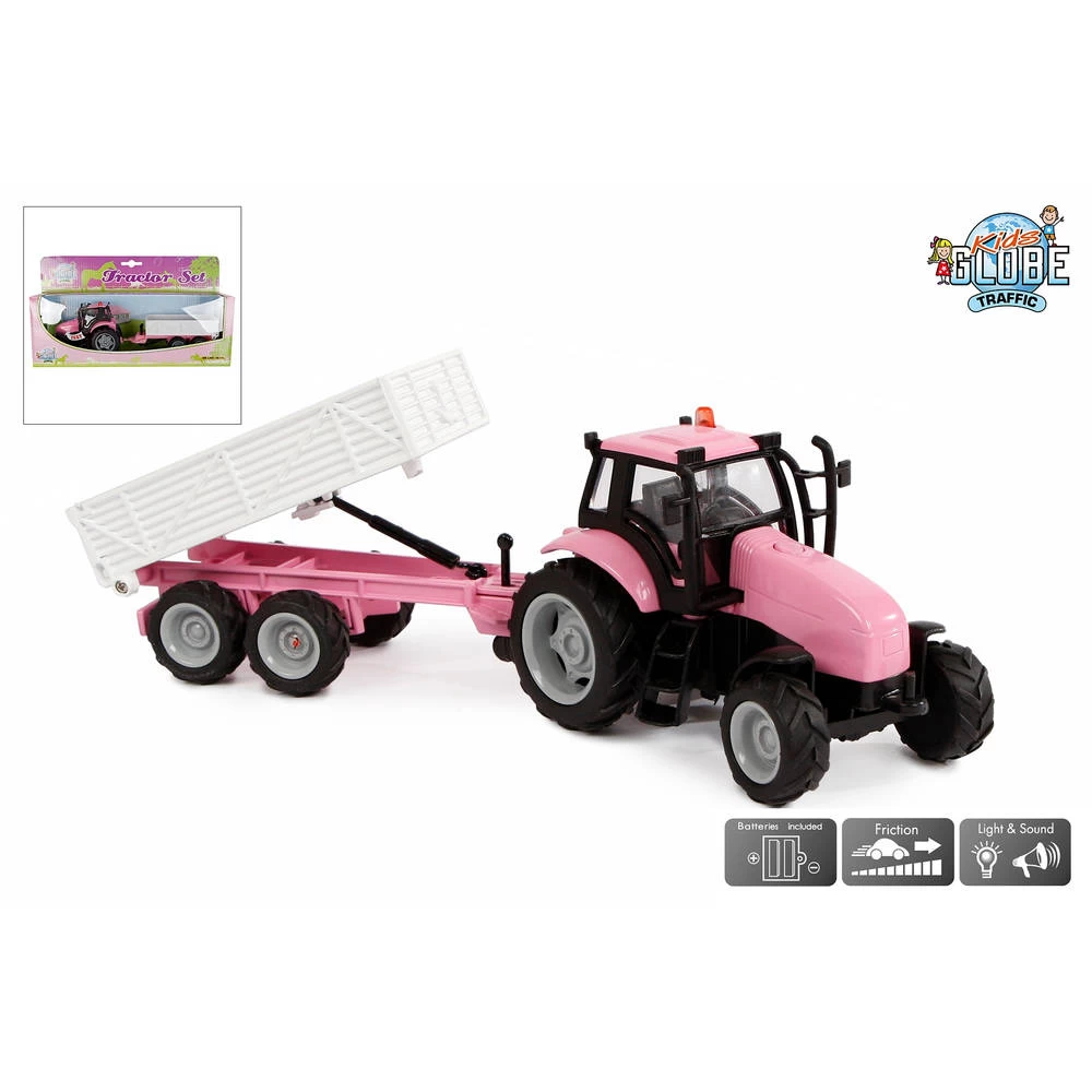 Kids Globe Die-cast Tractor Met Aanhanger 4 Kids Globe Die-cast Tractor Met Aanhanger - Afbeelding 2