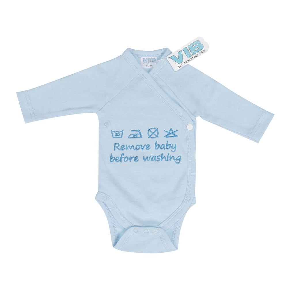 No Brand VIB Remove Baby Before Washing Rompertje - Blauw 3 No Brand VIB Remove Baby Before Washing Rompertje - Blauw